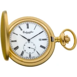 Eichmüller Edelstahl Savonnette Taschenuhr Gold mit dezentraler Sekundenanzeige und Datum