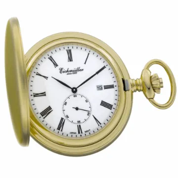 Eichmüller Since 1950 Taschenuhr Goldfarben Quarzwerk Kleine Sekunde Datum incl. Kette 8211-04