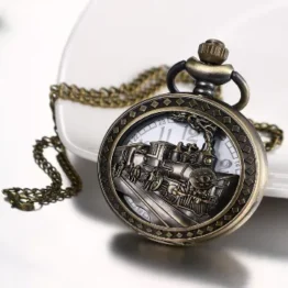 JewelryWe Herren Damen Taschenuhr Vintage Uhr Halskette Bronze Anhänger Uhr mit Kette