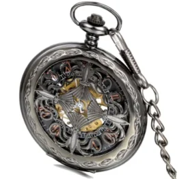 LANCARDO Taschenuhr Vintage Herren Damen - Automatisches mechanisches Uhrwerk - Uhr mit Metall Kette