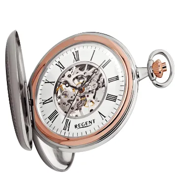 Regent Herren Taschenuhr Savonnette Skelett 51 MM Mechanischer Handaufzug Römische Zahlen P-702