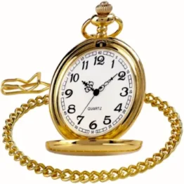 Sevinora Taschenuhr Gold mit Kette Edelstahl Antike im Vintage-Stil Quarz Uhr Geschenk für Herren Damen Opa Vater Männer