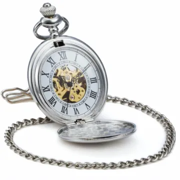 SEWOR Klassische Taschenuhr, gemustertes Gehäuse, Mechanisches Uhrwerk mit Handaufzug, Geschenkbox aus Leder