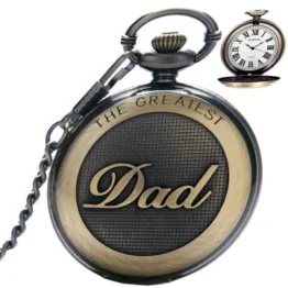 SRXWO Herren Taschenuhr Uhr Analog Quarz Taschen Uhren mit Edelstahl Kette Armband für Vati/Großvater Retro