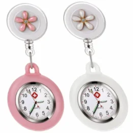 Vintoney Krankenschwester Uhr, Krankenschwesteruhr Schwesternuhr Taschenuhren Zeiger mit Leuchtend für Damen Pflegeuhr Taschenuhr Ansteckuhr Dehnbare Silikon Hülle